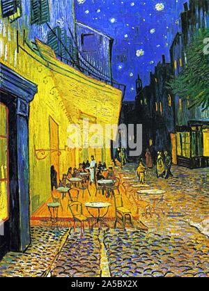 Café terrasse la nuit - Vincent Van Gogh Banque D'Images