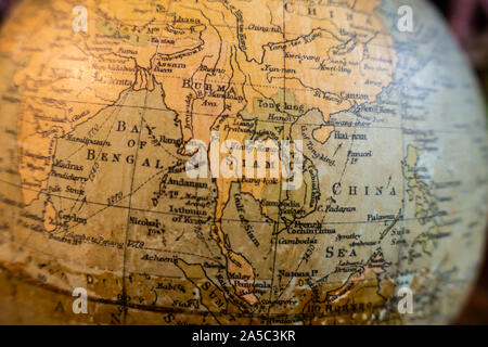 Libre d'un antique globe disant Siam Banque D'Images