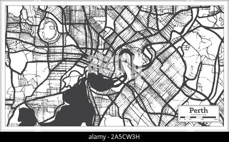 Perth Australie Plan de ville en noir et blanc. Une carte de Noël. Vector Illustration. Illustration de Vecteur