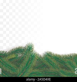 Branches de sapin vert frontière. Rameau de l'arbre de Noël de l'élément de décoration de la bannière et de l'affiche. Décor de vacances de conifères. Vector Illustration de Vecteur