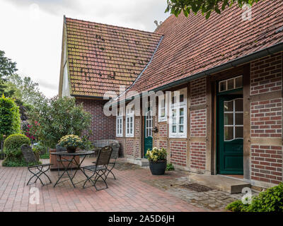 Ferme traditionnelle du centre de jardinage Igel Garten Kultur, Bramsche, Osnabrück-Land, Allemagne Banque D'Images