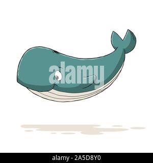 Funny cartoon baleine. Hand drawn vector illustration avec des calques distincts. Illustration de Vecteur