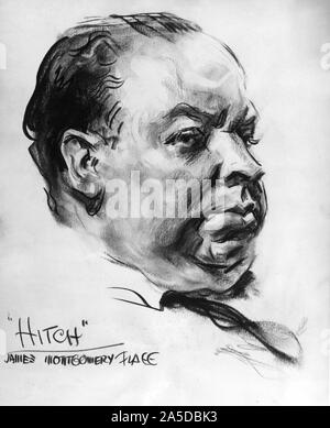 PORTRAIT D'Alfred Hitchcock par JAMES MONTGOMERY FLAGG d'octobre 1941 Banque D'Images