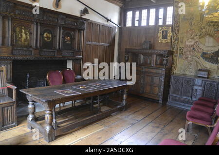 Les marchands Chambre rez-de-chaussée, Christchurch Mansion, Ipswich, Suffolk, UK. Il est maintenant un musée, ouvert au public. Banque D'Images