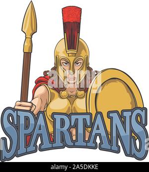 Trojan Spartan Femme guerrière Gladiator Femme Illustration de Vecteur