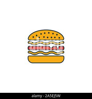 Burger icon set. Quatre éléments dans diférents styles à partir d'icônes de fast-food collection. Burger créatif rempli d'icônes de couleur, contours, symboles et télévision Illustration de Vecteur