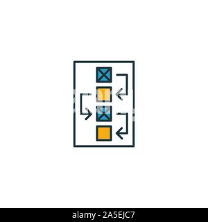L'icône de workflow défini. Quatre éléments de styles différents de la conception et de l'interface utilisateur ux collection d'icônes. Les icônes de flux créatifs rempli, contours, et d'une télévision couleur Illustration de Vecteur