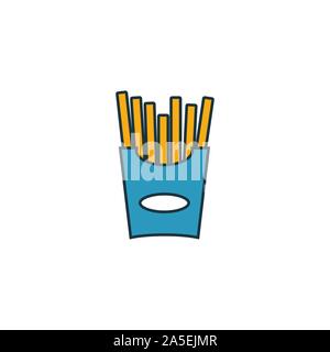 Frites icon set. Quatre éléments dans diférents styles à partir d'icônes de fast-food collection. Creative frites rempli d'icônes de couleur, contours, et télévision Illustration de Vecteur