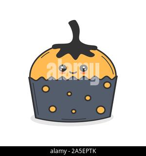 Vector cartoon cute cupcake citrouille drôle halloween illustration isolé sur fond blanc Illustration de Vecteur