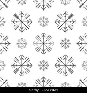 Simple Motif flocon transparent. La neige noire sur fond blanc. Résumé fond d'emballage, décoration. Symbole de l'hiver, Joyeux Noël Maison de vacances Illustration de Vecteur