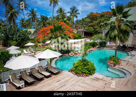 Piscine à Malolo Island Resort et Likuliku Resort, groupe d'îles Mamanucas Fidji Banque D'Images
