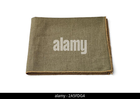 Serviette textile vert sur fond blanc Banque D'Images