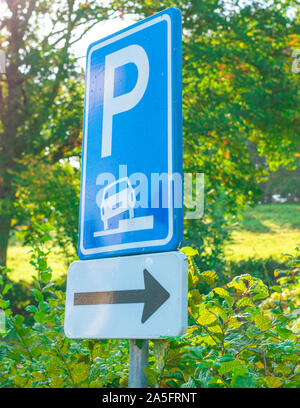 Panneau de circulation néerlandais : : Parking sur le trottoir Banque D'Images