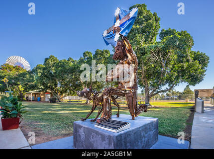 L'art public dans la sculpture représentant un Barcaldine, shearer s'engageant son allégeance à la lutte pour la justice pendant la grève en 1891, 12818 Central Nous Banque D'Images