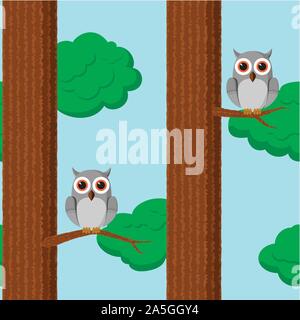 Modèle transparent avec les hiboux Illustration de Vecteur