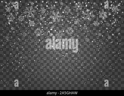 Flocons de neige tombent motif transparent Illustration de Vecteur