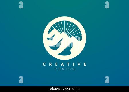 Création de logo de cercle combiné, montagne et soleil objet. Moderne et minimaliste design vector pour votre marque d'affaires ou d'un produit Illustration de Vecteur