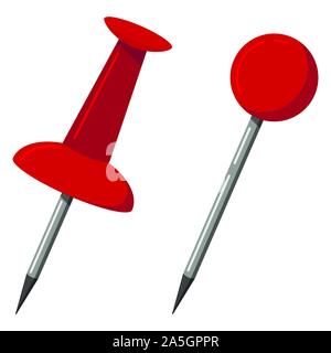 Push pin rouge bureau site marqueurs icon set isolé sur fond blanc. Illustration de Vecteur