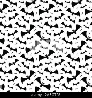 Motif Transparent monochrome avec des chauves-souris sur un fond blanc. Décoration d'Halloween. Illustration de Vecteur