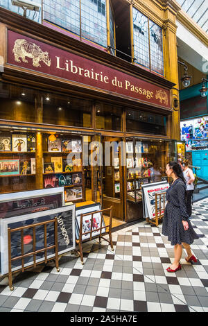 Librairie du passage, vue extérieure, passage Jouffroy Banque D'Images