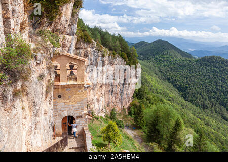 Sanctuaire de Santa Maria de Montgrony, Serra de Montgrony Gombrèn,, Gérone, Espagne Banque D'Images