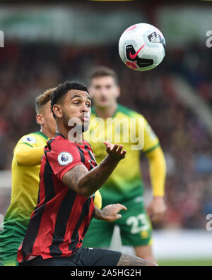 Josh King de Bournemouth lors du match de la Premier League entre AFC Bournemouth et Norwich City au stade Vitality Stadium , Bournemouth , 19 octobre 2019 - usage éditorial uniquement. Pas de merchandising. Pour les images de football, les restrictions FA et Premier League s'appliquent inc. Aucune utilisation Internet/mobile sans licence FAPL - pour plus de détails, contactez football Dataco Banque D'Images