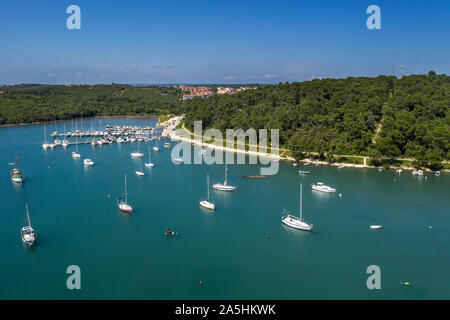 Une vue aérienne d'Vinkuranska Vala à Pula, Istrie, Croatie Banque D'Images