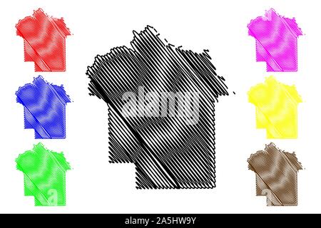 Le comté de Montgomery, Alabama (comtés de l'Alabama, États-Unis d'Amérique,USA, États-Unis, US) map vector illustration, scribble sketch carte Montgomery Illustration de Vecteur