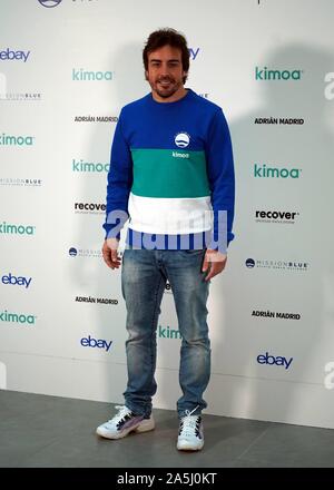 Madrid, Espagne. 21 Oct, 2019. Fernando Alonso lors de la présentation du projet "Mission Blue x Kimoa', à Madrid le 21 octobre 2019 Credit : CORDON PRESS/Alamy Live News Banque D'Images