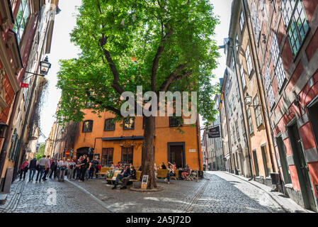 Gamla Stan, Stockholm vue de Brända Tomten, une petite place publique connu aussi sous le nom de conteurs Square de la vieille ville médiévale du centre de Stockholm. Banque D'Images