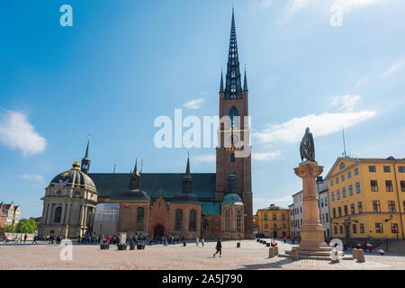 Eglise Riddarholmen, vue de la Riddarholmskyrkan (13e siècle) Église de Birger Jarls carré sur l'île de Riddarholmen dans le centre de Stockholm, en Suède. Banque D'Images