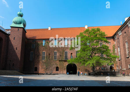 L'Hôtel de Ville de Stockholm, en vue de l'été de l'hôtel de ville (Stadshuset) cour intérieure, le centre de Stockholm, en Suède. Banque D'Images