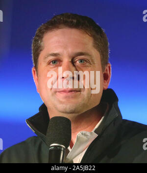 Richmond, Canada. 21 Oct, 2019. Le chef du parti conservateur canadien Andrew Scheer parle aux électeurs lors d'un rassemblement à Richmond, Colombie-Britannique, le 20 octobre 2019 lors de la dernière journée de la campagne électorale fédérale. Le jour de l'élection, c'est demain, 21 octobre, 2019. Photo par Heinz Ruckemann/UPI UPI : Crédit/Alamy Live News Banque D'Images