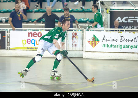 Joueurs de hockey des rouleaux en action Banque D'Images