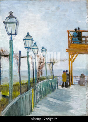 Vincent van Gogh, d'une terrasse et d'une terrasse d'observation au Moulin de Blute-Fin, Montmartre, peinture, 1887 Banque D'Images