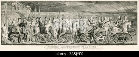 William Blake, The Canterbury Pilgrims, gravure, vers 1810-1823 Banque D'Images