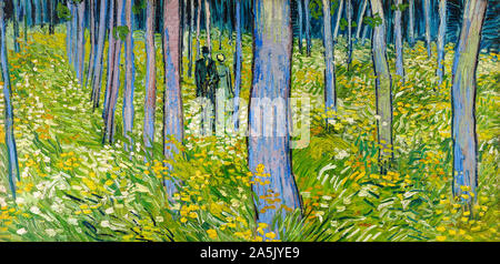 Vincent van Gogh, sous-bois avec deux figures, la peinture de paysages, 1890 Banque D'Images