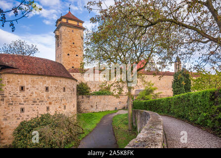 Spital bastion cour, une partie de la vieille ville de fortification, Rothenburg ob der Tauber, Bavaria, Germany, Europe Banque D'Images