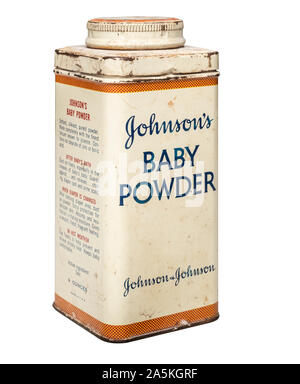 J&J 1950 L'étain de poudre pour bébé Banque D'Images