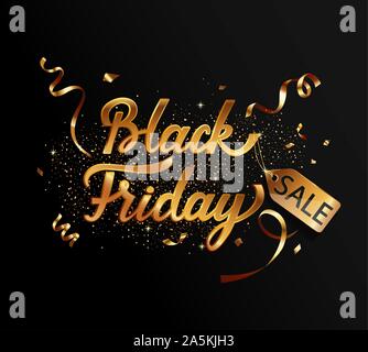 Modèle dans l'or pour le black friday vente Fin de semaine. Illustration de Vecteur