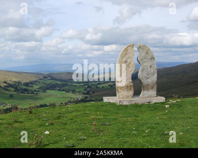 Couper l'eau - Eden benchmarks, Mallerstang, Cumbria Banque D'Images