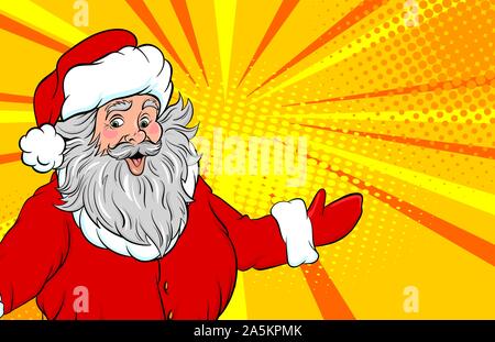 Funny old Santa style pop art show place text Illustration de Vecteur