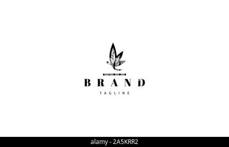 Logo vectoriel sur lequel une image abstraite d'un papillon dont les ailes sont faites sous la forme de feuilles de cannabis. Illustration de Vecteur