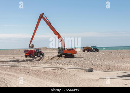 Sur la plage de la pelle à Norre Vorupor, le Danemark, l'Europe. Banque D'Images