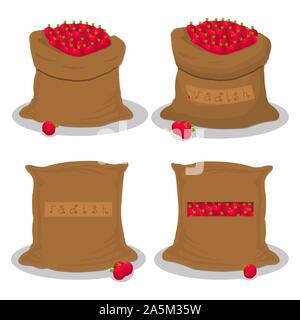 Vector illustration pour sacs remplis de légumes radis rouge, le stockage en sacs. Le radis est constituée de venu les aliments, les matières produit sur sac ouvert. Tas Illustration de Vecteur
