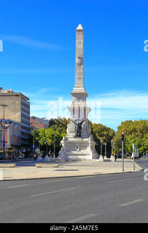 Monument aux restaurateurs de la place Restauradores, Lisbonne, Portugal. Banque D'Images