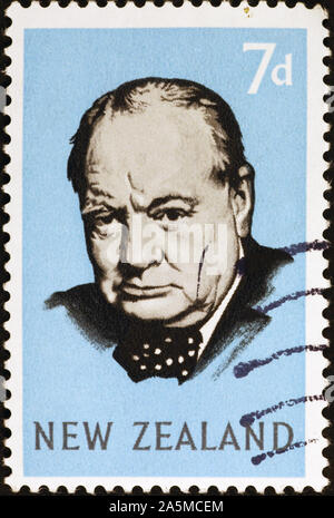 Portrait de Winston Churchill le timbre de Nouvelle-Zélande Banque D'Images