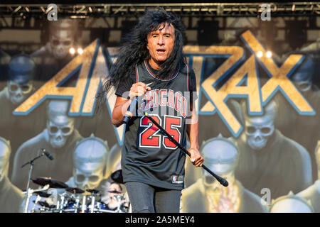 14 septembre 2019, Chicago, Illinois, États-Unis : JOEY BELLADONNA d'Anthrax pendant l'ÉMEUTE Fest Festival de musique au Douglas Park à Chicago, Illinois (crédit Image : © Daniel DeSlover/Zuma sur le fil) Banque D'Images