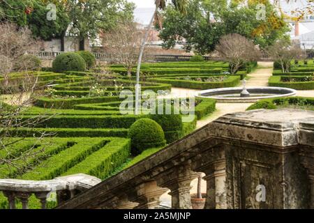 Lisbonne, Portugal- 28 décembre 2017, l'art topiaire:jardin dans le jardin botanique de Ajuda en hiver à Lisbonne, Portugal Banque D'Images