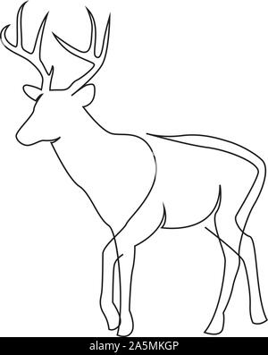 Une ligne design silhouette de cerf. Hand drawn seule ligne style minimalisme vector illustration Illustration de Vecteur